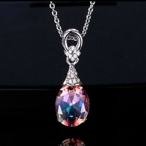 925 Sterling Silver Mystic Topaz Gemstone Pendant Necklace